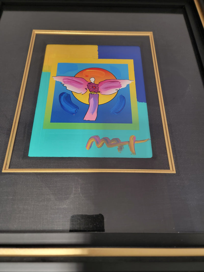 Angel with Sun on Blends by Peter Max Original Signed Mixed Media