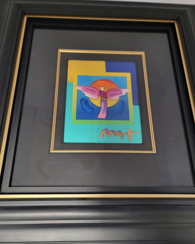 Angel with Sun on Blends by Peter Max Original Signed Mixed Media