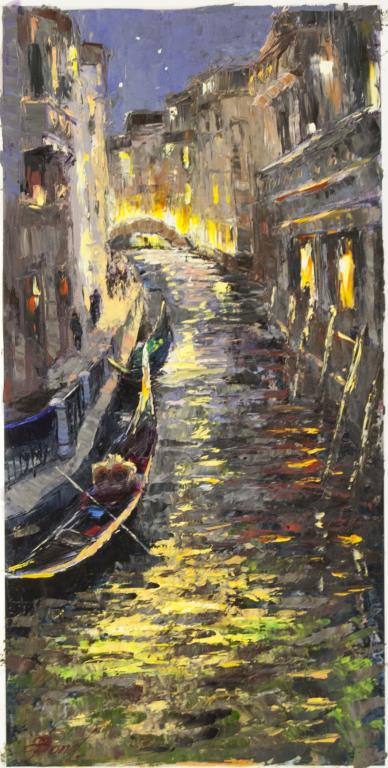 Night Venice (Venice Series) by Elena Bond UNFRAMED Mixed Media