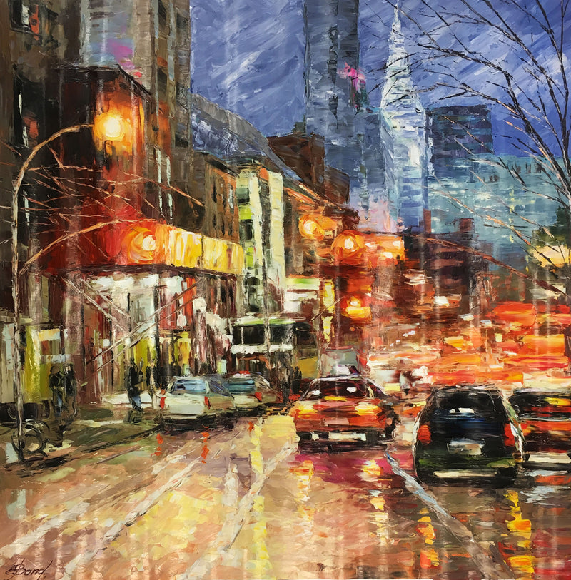 Back in the City By Elena Bond UNFRAMED Mixed Media